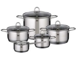 ELO Rubino Set de casseroles en acier inoxydable Échelle de volume Induction couleur argent 5 pièces