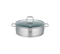 Elo Sautoir inox 18/10 Triply 28 cm avec couvercle verre | Cuisson sans accroche, Inox 18 10, 4 4 L pour mijoter, Fond 27 cm, Tous feux induction, Nettoyage au lave vaisselle