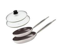 Set de 2 Poêles 24 et 32 cm céramique sans et 2 couvercles Bistro Line Elo