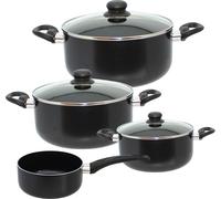ELO Set de casseroles Metis en aluminium pressé, 3 casseroles avec couvercles en verre & casserole à manche, Ø 16-24 cm, pour tous les types de cuisinières