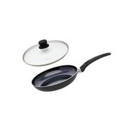 Elo Set Poêle Aluminium 20 x 4,5 cm Avec Couvercle en Verre - Tous Feux Sauf Induction, Sans PFAS - Acier Inoxydable, Verre, Plastique, Noir 1