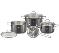 ELO Twice Select Set de casseroles en acier inoxydable Système de dosage d'huile Induction noir 4 pièces