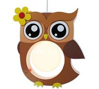 Elobra Lampe enfants Plafonnier Lampe Suspension Chouette, chambre d'enfant, bois, marron, A + +