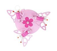 Elobra Plafonnier pour chambre d'enfant « papillon » | Lampe de qualité supérieure pour chambre d'enfant fille en bois véritable, lampe princesse rose avec motif floral, 30 x 30 x 20 cm, rose
