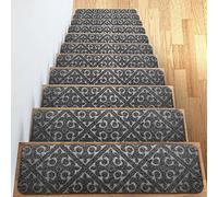 ELOGIO Lot de 13 Tapis d'escalier antidérapants en Caoutchouc pour intérieur et extérieur (Gris) 20,3 x 76,2 cm