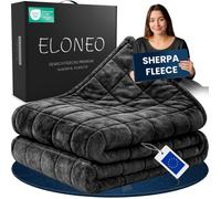 ELONEO couverture lestée 200x200 cm 7 kg noire couverture pondérée polaire confort sommeil Sherpa