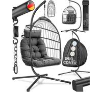 ELONEO Fauteuil Suspendu avec Support et Coussin Premium, Fauteuil Suspendu pour l'extérieur et l'intérieur avec Housse, balançoire Suspendue extérieure supportant jusqu'à 160 kg, Anthracite