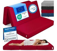 ELONEO Matelas Pliant 3 Parties, Mousse Épaisse 15 cm, Lavable, Pour Adulte, 120x195x15 cm, rouge