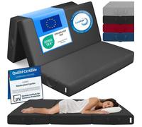 ELONEO Matelas Pliant 3 Parties, Mousse Épaisse 15 cm, Lavable, Pour Adulte, 140x195x15 cm, noir