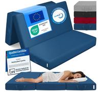ELONEO Matelas Pliant 3 Parties, Mousse Épaisse 15 cm, Lavable, Pour Adulte, 160x195x15 cm, bleu