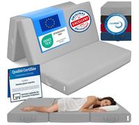 ELONEO Matelas Pliant 3 Parties, Mousse Épaisse 15 cm, Lavable, Pour Adulte, 160x195x15 cm, gris