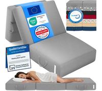 ELONEO Matelas Pliant 3 Parties, Mousse Épaisse 15 cm, Lavable, Pour Adulte, 75x195x15 cm, gris
