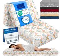 ELONEO Matelas Pliant 3 Parties, Mousse Épaisse 15 cm, Lavable, Pour Adulte, 75x195x15 cm, motif arc-en-ciel
