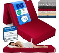 ELONEO Matelas Pliant 3 Parties, Mousse Épaisse 15 cm, Lavable, Pour Adulte, 75x195x15 cm, rouge