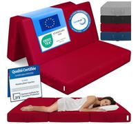 ELONEO Matelas Pliant, Matelas d'Appoint Pliable en 3 Parties, Mousse Extra Épaisse (15 cm), Lavable, Cube Intervertébral, Matelas Pliable, pour Adulte, 1 Personne (Rouge,120 x 195 x 15 cm)