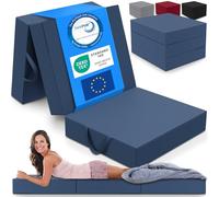 ELONEO Matelas Pliant, Matelas d'Appoint Pliable en 3 Parties, Mousse Extra Épaisse (15 cm), Lavable, Cube Intervertébral, Matelas Pliable, pour Adulte, 1 Personne (Bleu, 75 x 195 x 15 cm)