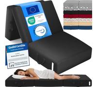 ELONEO Matelas Pliant, Matelas d'Appoint Pliable en 3 Parties, Mousse Extra Épaisse (15 cm), Lavable, Cube Intervertébral, Matelas Pliable, pour Adulte, 1 Personne (Noir, 90 x 200 x 15 cm)