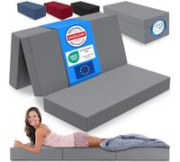 ELONEO Matelas Pliant, Matelas d'Appoint Pliable en 3 Parties, Mousse Extra Épaisse (15 cm), Lavable, Cube Intervertébral, Matelas Pliable, pour Adulte, 1 Personne (Gris,160 x 195 x 15 cm)