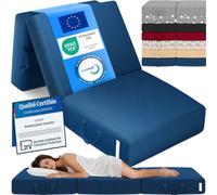 ELONEO Matelas Pliant, Matelas d'Appoint Pliable en 3 Parties, Mousse Extra Épaisse (15 cm), Lavable, Cube Intervertébral, Matelas Pliable, pour Adulte, 1 Personne (Bleu, 90 x 200 x 15 cm)