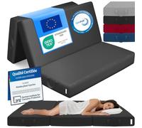 ELONEO Matelas Pliant, Matelas d'Appoint Pliable en 3 Parties, Mousse Extra Épaisse (15 cm), Lavable, Cube Intervertébral, Matelas Pliable, pour Adulte, 1 Personne (Noir,120 x 195 x 15 cm)