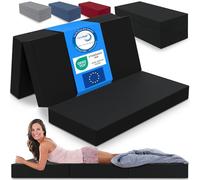 ELONEO Matelas Pliant, Matelas d'Appoint Pliable en 3 Parties, Mousse Extra Épaisse (15 cm), Lavable, Cube Intervertébral, Matelas Pliable, pour Adulte, 1 Personne (Noir,140 x 195 x 15 cm)
