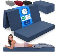 ELONEO Matelas Pliant, Matelas d'Appoint Pliable en 3 Parties, Mousse Extra Épaisse (15 cm), Lavable, Cube Intervertébral, Matelas Pliable, pour Adulte, 1 Personne (Bleu,160 x 195 x 15 cm)