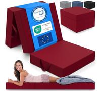 ELONEO Matelas Pliant, Matelas d'Appoint Pliable en 3 Parties, Mousse Extra Épaisse (15 cm), Lavable, Cube Intervertébral, Matelas Pliable, pour Adulte, 1 Personne (Rouge, 75 x 195 x 15 cm)