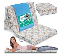 ELONEO Matelas pliant pour 1 personne, 75x200 cm, épaisseur : 8 cm, idéal comme lit d’appoint ou matelas de voyage, facile à plier, utilisable comme lit d’appoint ou cube d’assise, lavable,arc-en-ciel