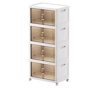 ELPHECO Boîtes de rangement avec couvercle, 4 grandes armoires pliables, boîtes de rangement empilables avec roulettes, organiseur pliable en plastique de cuisine (4 × 110 L)