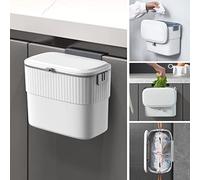ELPHECO Poubelle de cuisine - Poubelle à suspendre avec couvercle, poubelle murale de 7 litres pour porte d'armoire de cuisine, petite poubelle sous évier pour placard, salle de bain