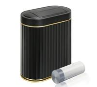 ELPHECO Poubelle de salle de bain avec couvercle papillon, détecteur de mouvement, poubelle automatique pour décoration de salle de bain, accessoires de salle de bain, cuisine, salon, bureau, noir et