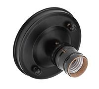Elprico E26/E27 Vintage Industriel Plafonnier Support de Base élégant Bricolage Projet Lampe Douille pour Restaurant Salle à Manger Salle D'étude en Métal Fer (BLACK)