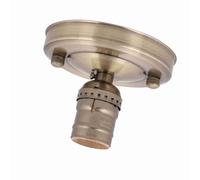 Elprico E26/E27 Vintage Industriel Plafonnier Support de Base élégant Bricolage Projet Lampe Douille pour Restaurant Salle à Manger Salle D'étude en Métal Fer (Couleur laiton antique)