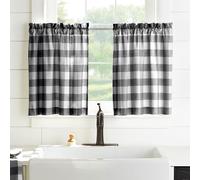 Elrene Buffalo Lot de 2 étagères de Cuisine à Carreaux 100% Coton Noir/Blanc 76,2 x 91,4 cm