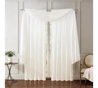Elrene Home Fashions Athena Rideau de fenêtre Imitation Soie écrasée et cantonnière, 132 x 241 cm (2 Rideaux) et 1 cantonnière, Blanc