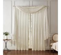 Elrene Home Fashions Athena Rideau de fenêtre Imitation Soie écrasée et cantonnière, 132 x 274 cm (2 Rideaux) et 1 cantonnière, Ivoire