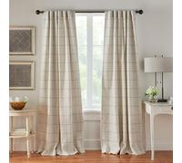 Elrene Home Fashions Brighton Rideau de fenêtre occultant à Carreaux pour Salon et Chambre à Coucher avec Languette arrière et Passe-Tringle, 132,1 x 274,3 cm, Lin, 1 Panneau