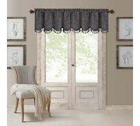 Elrene Home Fashions Canne à Damas Cantonnière de Poche avec Glands, 132,1 cm W X 48,3 cm L, Bleu (1 Tour), Gris, Valance