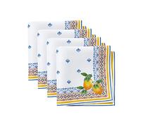 Elrene Home Fashions Capri Citron Lot de 4 Serviettes en Tissu à Double Bordure méditerranéenne Printemps/été - 43,2 x 43,2 cm