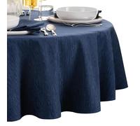 Elrene Home Fashions Continental Nappe Ronde à Texture Solide, résistante à l'eau et aux Taches, 228,6 cm, Bleu Marine