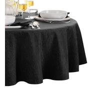 Elrene Home Fashions Continental Nappe Ronde à Texture Solide, résistante à l'eau et aux Taches, 228,6 cm, Noir