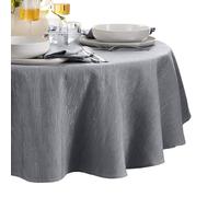 Elrene Home Fashions Continental Nappe Ronde à Texture Solide, résistante à l'eau et aux Taches, 228,6 cm, Gris