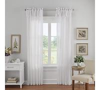 Elrene Home Fashions écrasé Bande inférieure à 1 mm réglable Tie Top Panneau Simple Rideau de fenêtre drapé, Blanc, 52"x84"