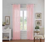Elrene Home Fashions écrasé Bande inférieure à 1 mm réglable Tie Top Panneau Simple Rideau de fenêtre drapé, Rose poudré, 52"x84"