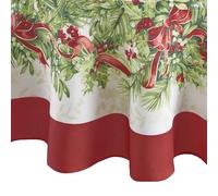 Elrene Home Fashions Ensemble de Serviettes de Table Motif Houx, Multicolore, 60" x 84" Oval (Tablecloth)