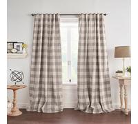 Elrene Home Fashions Farmhouse Living Grainger Rideau de fenêtre occultant à Carreaux de Buffle, pour Salon et Chambre à Coucher avec Pattes à Passe-Tringle, 132,1 x 213,4 cm, Gris, 1 Panneau