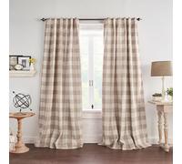 Elrene Home Fashions Farmhouse Living Grainger Rideau de fenêtre occultant à Carreaux de Buffle, pour Salon et Chambre à Coucher, 132,1 x 241,3 cm, Lin, 1 Panneau