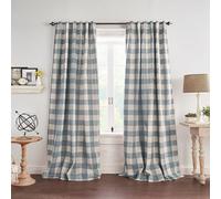 Elrene Home Fashions Farmhouse Living Grainger Rideau de fenêtre occultant à Carreaux de Buffle, pour Salon et Chambre à Coucher, 132,1 x 213,4 cm, Chambray, 1 Panneau