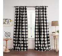 Elrene Home Fashions Farmhouse Living Grainger Rideau de fenêtre occultant à Carreaux de Buffle, pour Salon et Chambre à Coucher, 132,1 x 213,4 cm, Noir, 1 Panneau