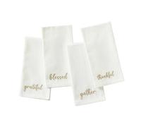 Elrene Home Fashions Harvest Fall Sentiment Lot de 4 Serviettes brodées Ivoire 43,2 x 43,2 cm